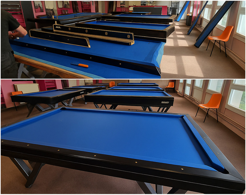 Remplacement des draps de billards du Club d'Audincourt